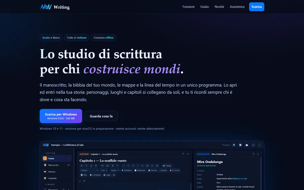 La pagina di HON Writing